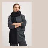 Rib Knit Scarf - Black