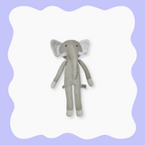 Small Eco Knitted Rattle Toy - Elephant