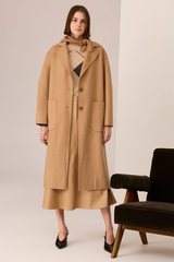 Cohen Long Wool Coat - Camel