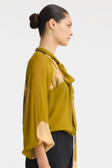 Astra Tie Blouse - Moss Print
