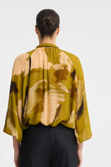 Astra Tie Blouse - Moss Print
