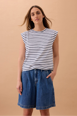 Longline Pleat Denim Short - Fresh Indigo