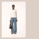 Nola Long Sleeve Top - White Marle