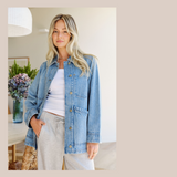Longline Shacket - Vintage Blue