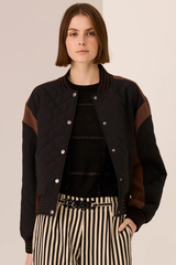Cassidy Varsity Jacket -Black/Chocolate