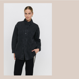 Side Pocket Shacket - Washed Black