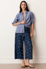 Aubin Long Sleeve Shirt - Blue/Butter