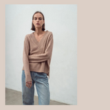 Oversized V Neck Knit - Toffee