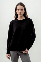 Tiber Casual Crew Neck Sweater - Black