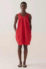 Zoey Dress - Red Pinstripe