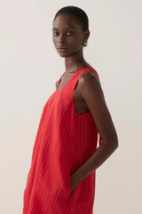 Zoey Dress - Red Pinstripe