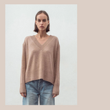 Oversized V Neck Knit - Toffee