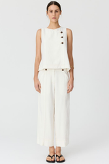 Anise Button Tank - Chalk
