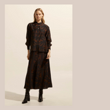 Recite Skirt - Chocolate Frond Print