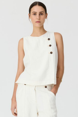 Anise Button Tank - Chalk