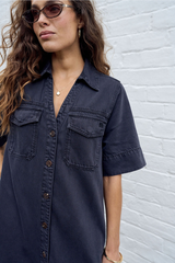 Relaxed Denim Dress - Washed Black
