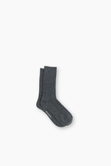 Ribbed Merino Socks - Charcoal