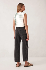 Darted Barrel Jean - Washed Black