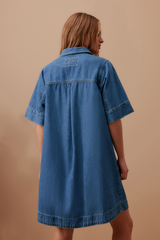 Short Sleeve Mini Dress - Fresh Indigo