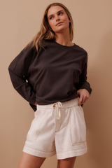 Relaxed Denim Short - Ecru