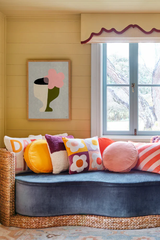 CASTLE Penny Round Cushion - Yellow Velvet