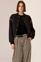 Cassidy Varsity Jacket -Black/Chocolate