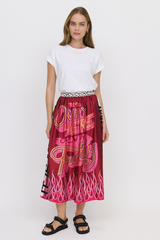 Hailey Printed Midi Skirt - Fire