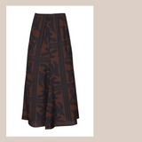 Recite Skirt - Chocolate Frond Print