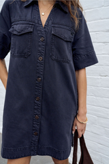 Relaxed Denim Dress - Washed Black