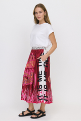Hailey Printed Midi Skirt - Fire