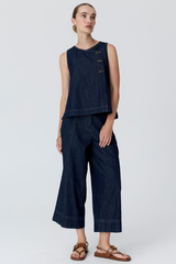 Anise Button Tank - Denim