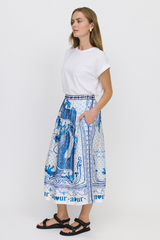 Vanessa Printed Midi Skirt - Amalfi Coast