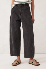 Darted Barrel Jean - Washed Black