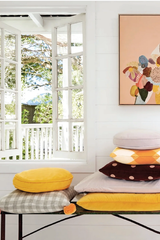 CASTLE Penny Round Cushion - Yellow Velvet