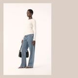 Nola Long Sleeve Top - White Marle