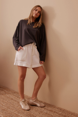 Relaxed Denim Short - Ecru