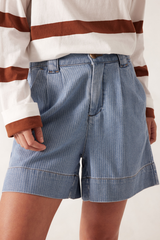 Pleat Front Short - Herringbone