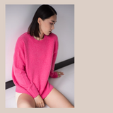 Oversized Crew Sweater - Pink Flash