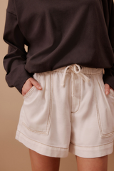Relaxed Denim Short - Ecru