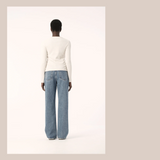 Nola Long Sleeve Top - White Marle