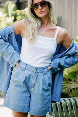 Pleat Front Short - Herringbone