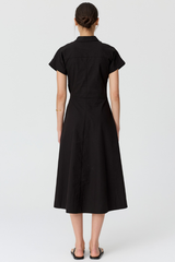 Elina Wrap Shirt Dress - Black