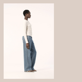 Nola Long Sleeve Top - White Marle