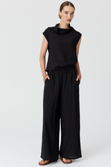 Fennel Cowl Neck Top - Black
