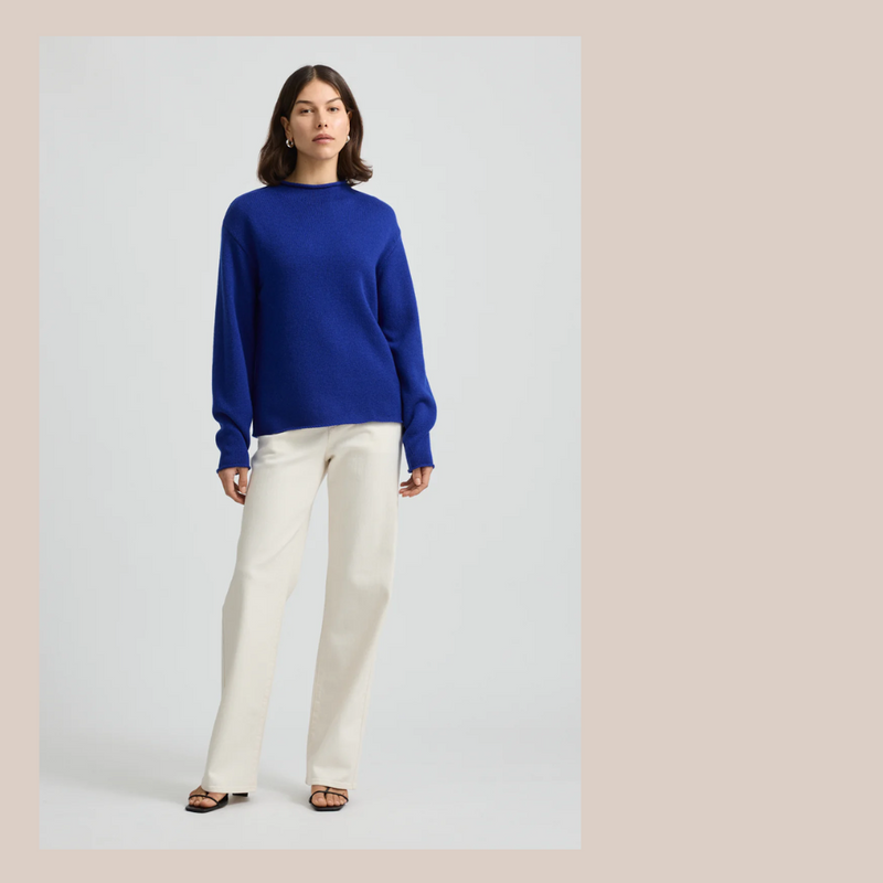 Relaxed Fit Mock Neck - Cobalt