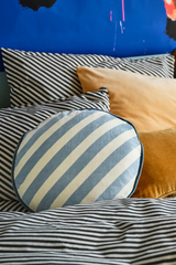 CASTLE Penny Round Cushion - Blue Stripe