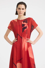 Astra Pintuck Dress - Poppy Print