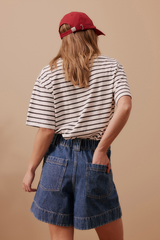 Pleat Front Short - Washed Indigo