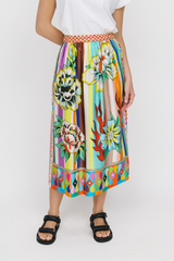 Vanessa Printed Midi Skirt - Flowers