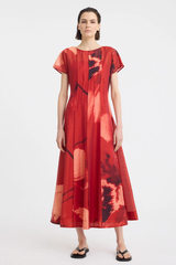 Astra Pintuck Dress - Poppy Print